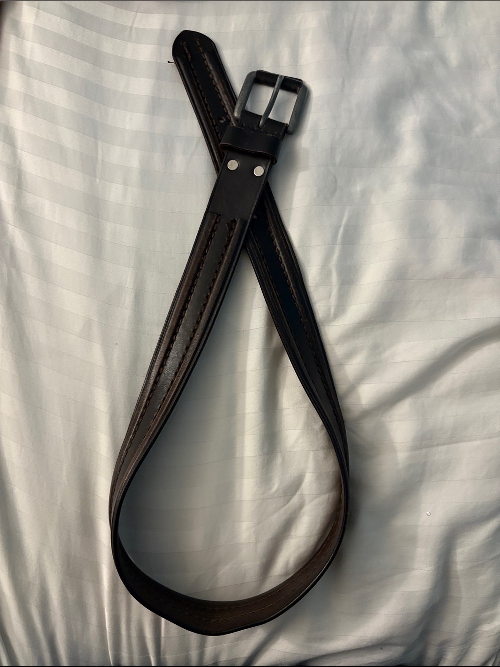 Classic Men's Dark Brown Leather Belt - Unbranded